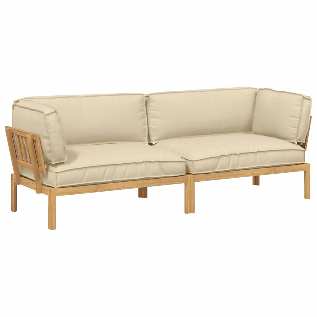 Set di divani con cuscino 2 pcs Beige Legno di Acacia Massello 3418357