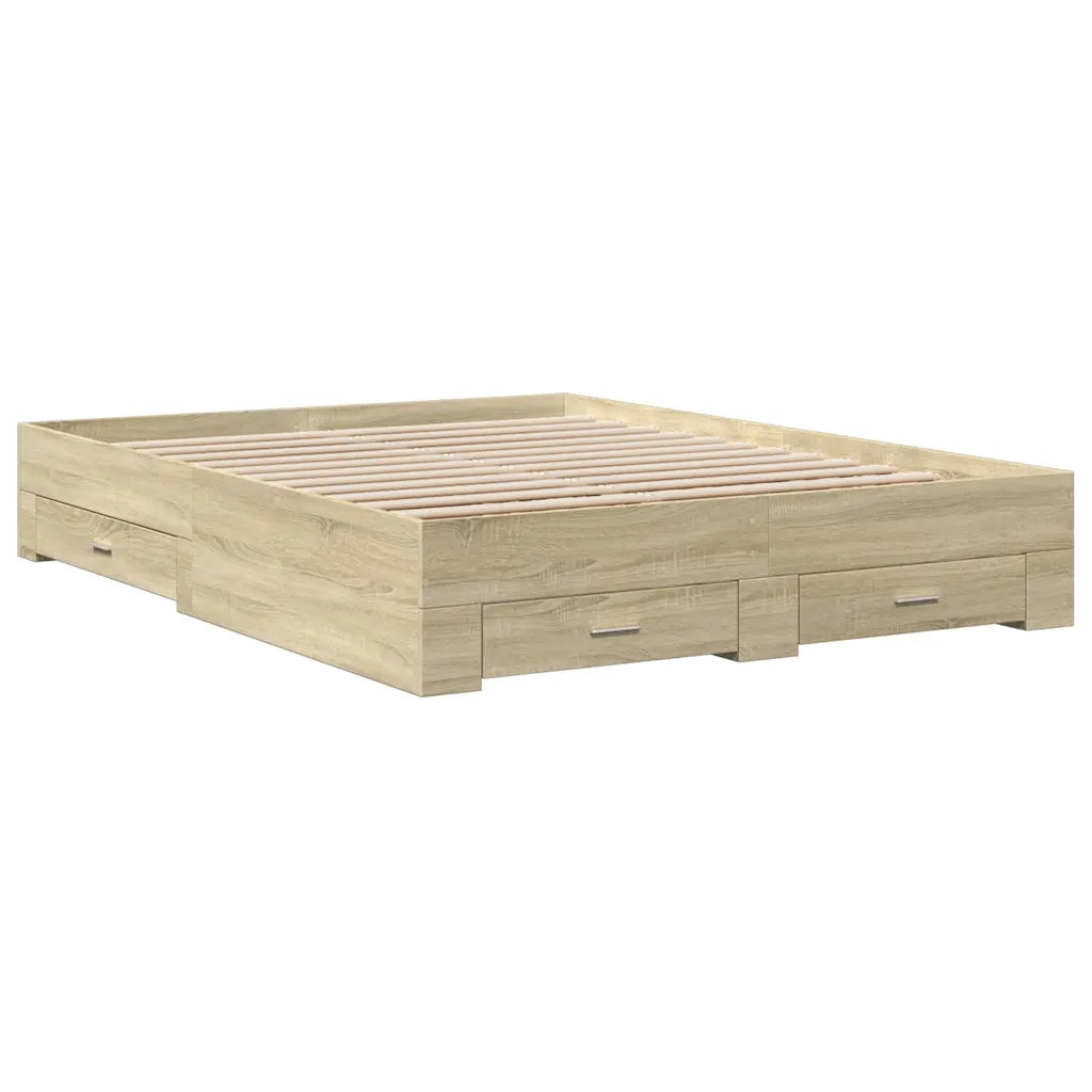 Giroletto Cassetti-Struttura Letto con contenitore Rovere Sonoma 150x200 cm Legno Multistrato 845970