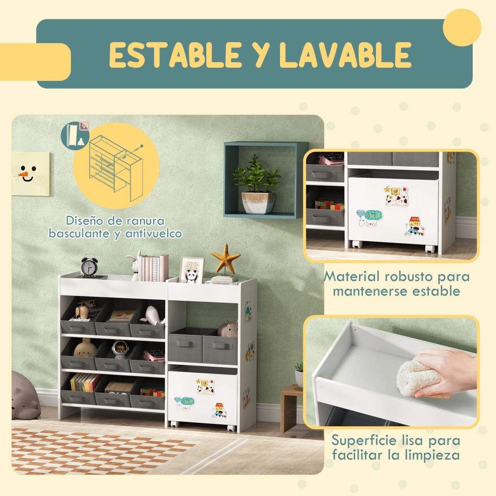Cassettiera per bambini con 11 cestini ¨C Minimal ¨C Bianco 105x30x80 cm