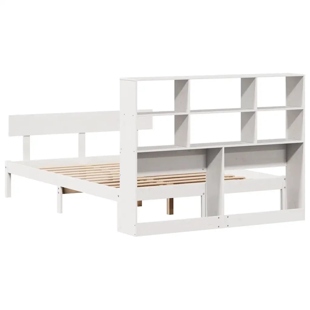 Letto Libreria senza Materasso Bianco 160x200 cm Legno di Pino 3321813