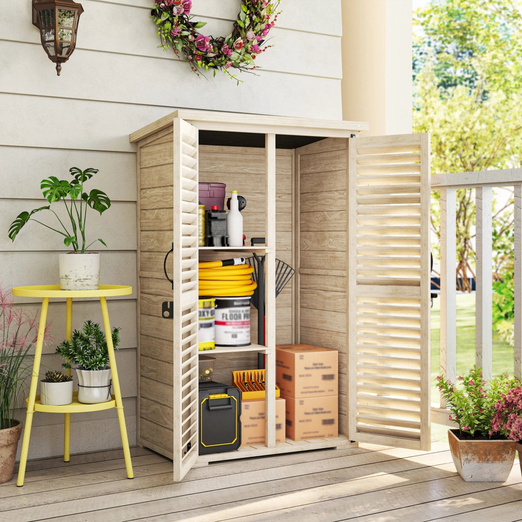 Armadio da Giardino in Legno ¨C zephmum ¨C Naturale 75x50x118 cm