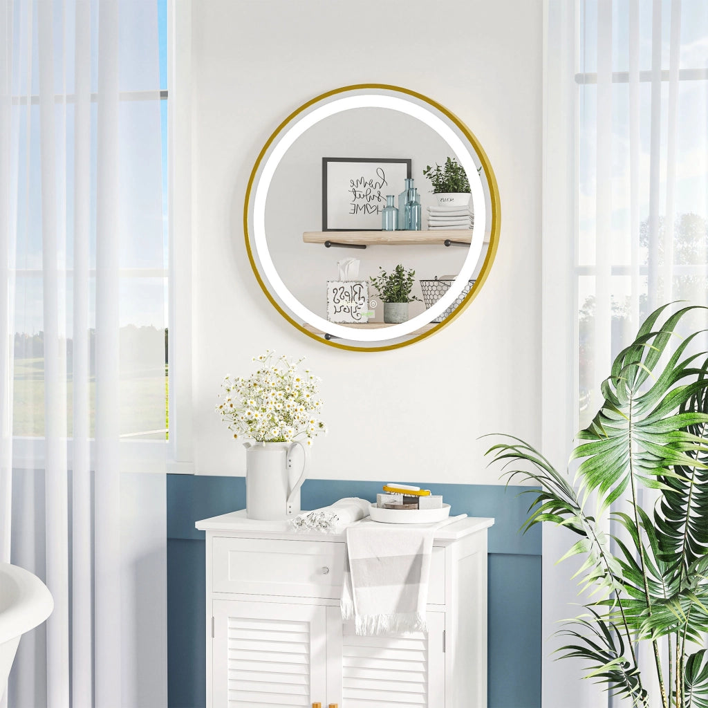 Specchio da Bagno con Luce LED ¨C zephmum ¨C Dorato ?60x4 cm
