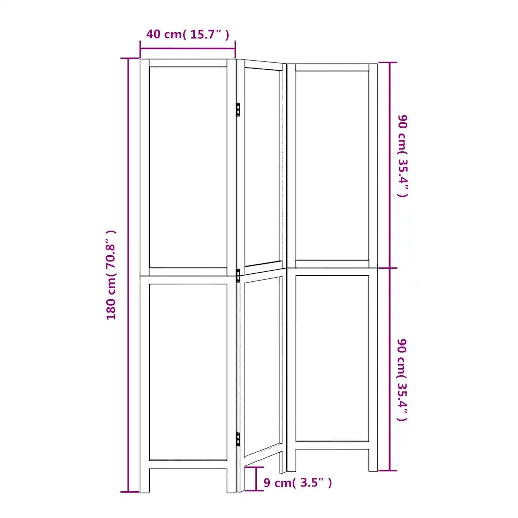 Divisorio Ambienti | Divider per stanze | Paravento 3Pannelli Bianco Legno Massello di Paulownia