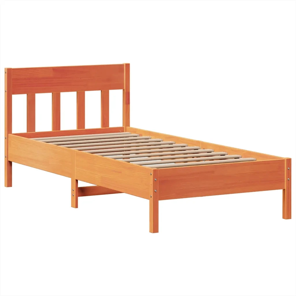 Letto senza Materasso Marrone Cera 75x190 cm in Legno di Pino 3323286