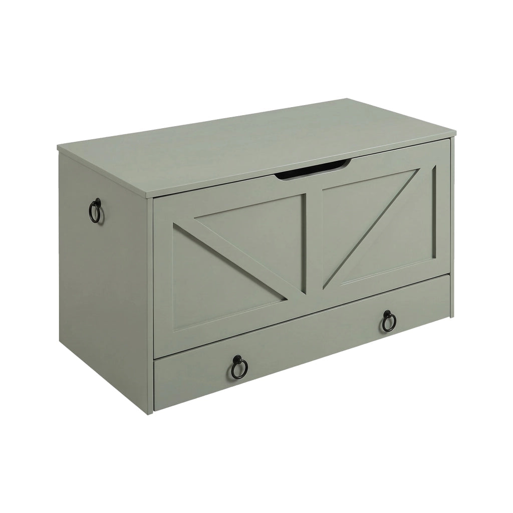 Kura - Cassapanca contenitore 100x50x40 cm Portaoggetti con Cerniere di Sicurezza e con Cassettiera in Legno Salvia