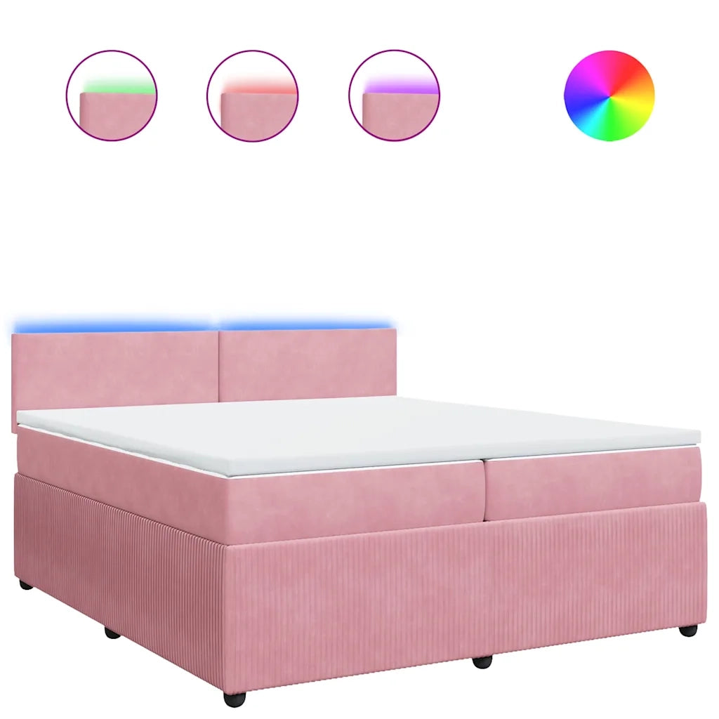 Giroletto a Molle con Materasso Rosa 200x200 cm in Velluto