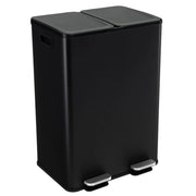 Pattumiera a doppio scomparto 48 x 38 x 67 cm con chiusura ammortizzata design moderno acciaio inox nero 20_0013241