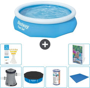 Piscina Rond Opblaasbar Fast Set - 305 x 76 cm - Blu - Inclusa Pompa Copertura - Filtro - Copertura Fondale - 7 pezzi