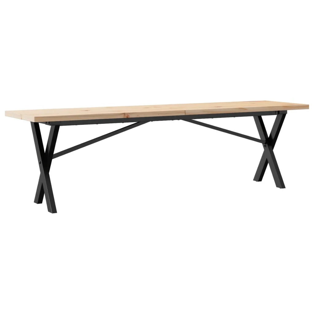 Tavolino Salotto Telaio a X 160x40x45,5 cm Legno Pino e Acciaio