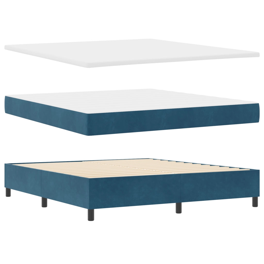 Letto con Box Spring e Materasso & LED Blu Scuro 180x200 cm Velluto
