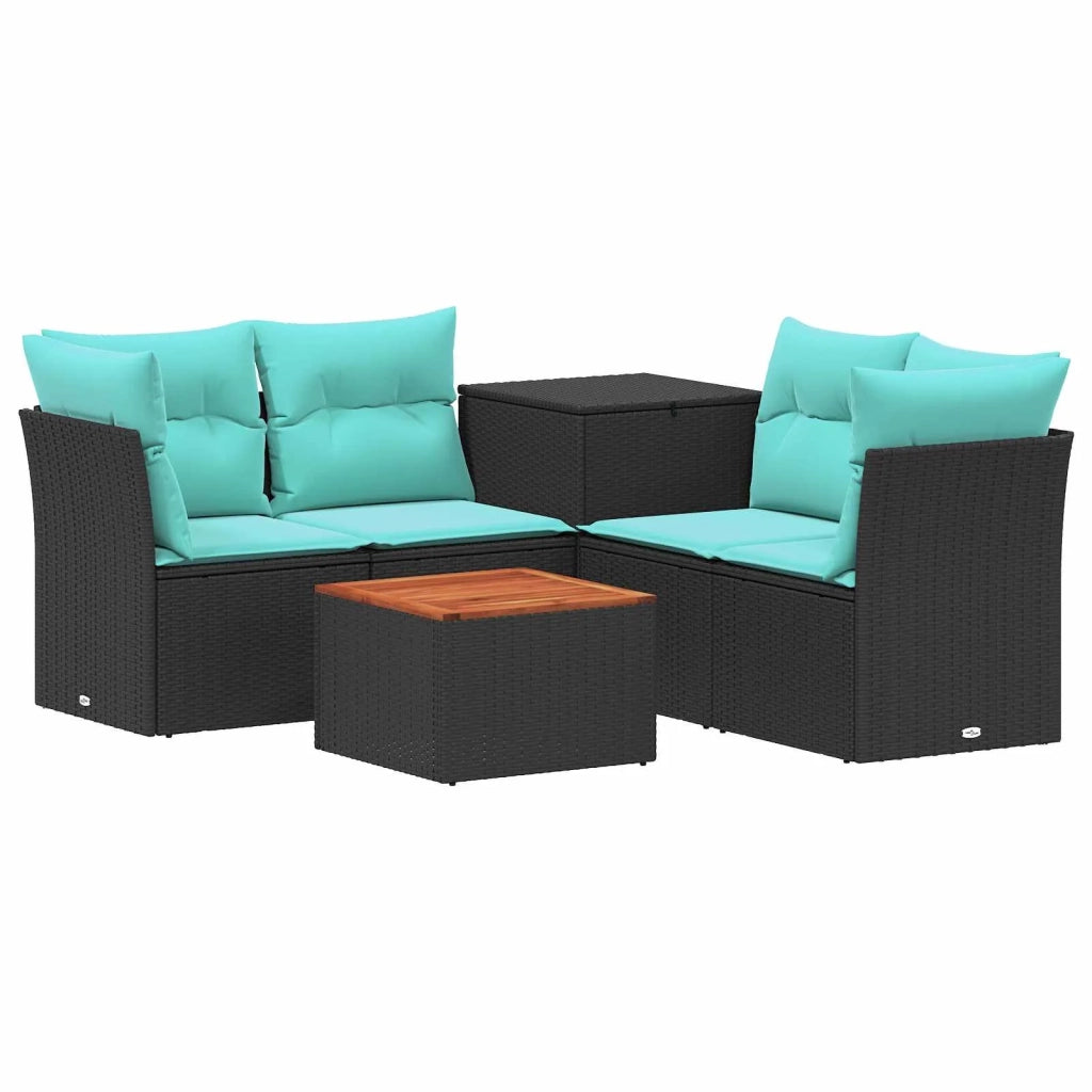 Set di divani 6 pz Nero e Blu 55 x 55 x 37 cm 3447342