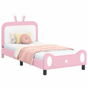 Struttura letto Bambini | Letto Infantile | Lettino con testata Rosa 90 x 190 cm PU