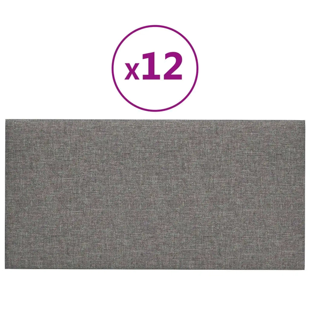 Testiera da Parete 12 pcs Grigio chiaro 30 x 15 cm Tessuto