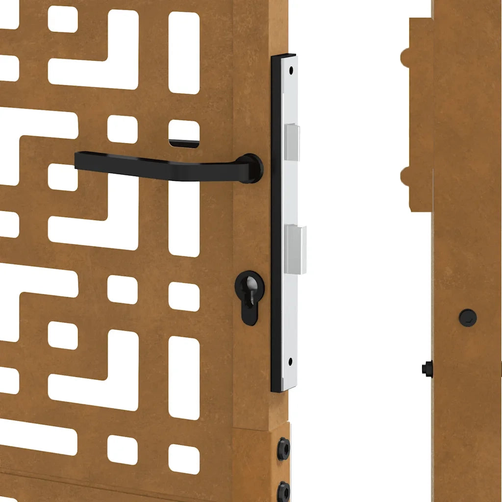 Cancello da giardino 100x100 cm in acciaio corten con design a croce 4101004