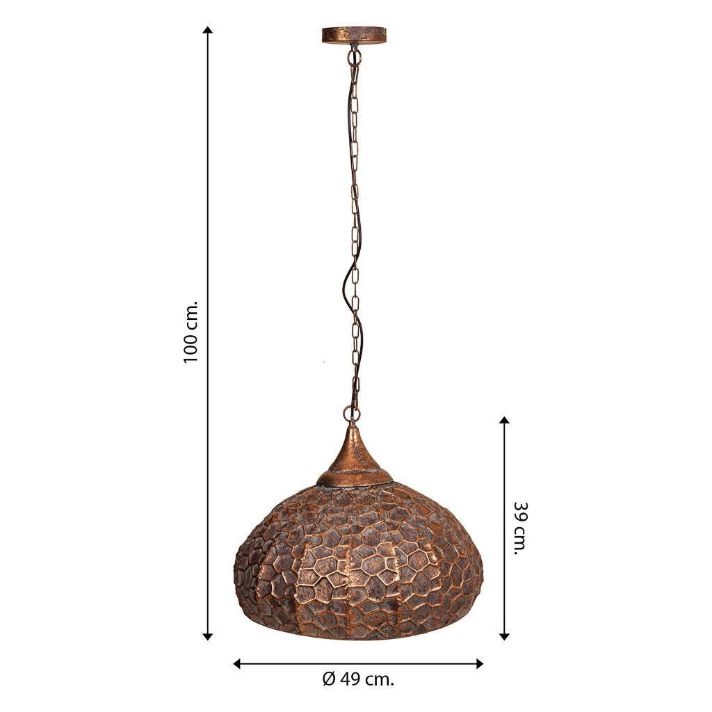 Plafoniera in metallo dorato 49x49x39/100h