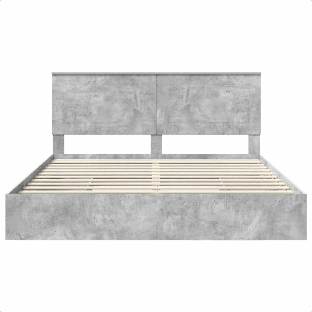 Letto con Contenitore con testiera Grigio cemento 200 x 200 cm