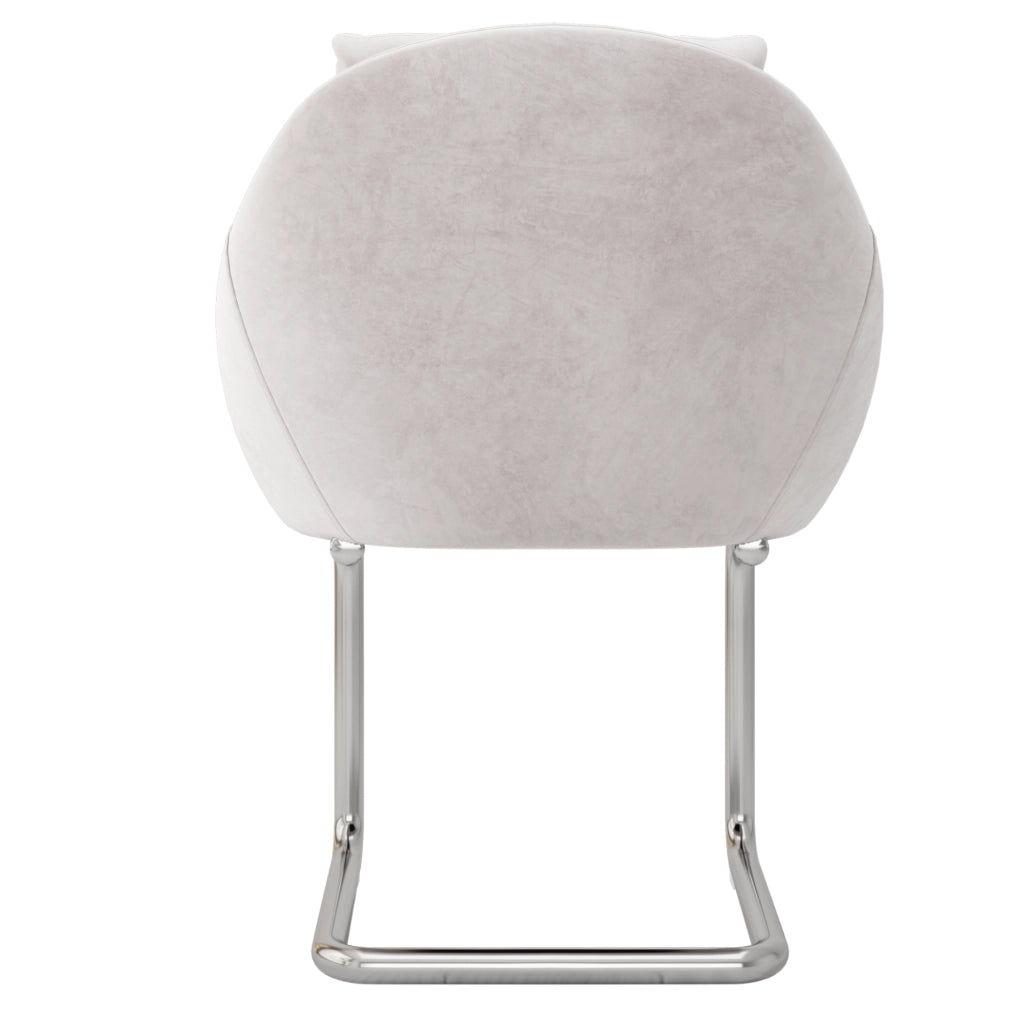 Set di 2 sedie imbottite in velluto beige con struttura in metallo