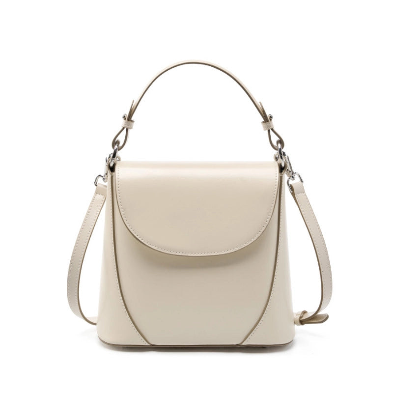 Borsa a tracolla da donna in vera pelle, mini borsa bianca