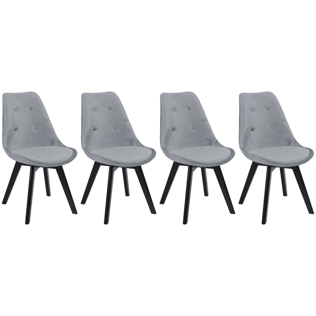 Set di 4 sedie in velluto grigio NORA con cuscino