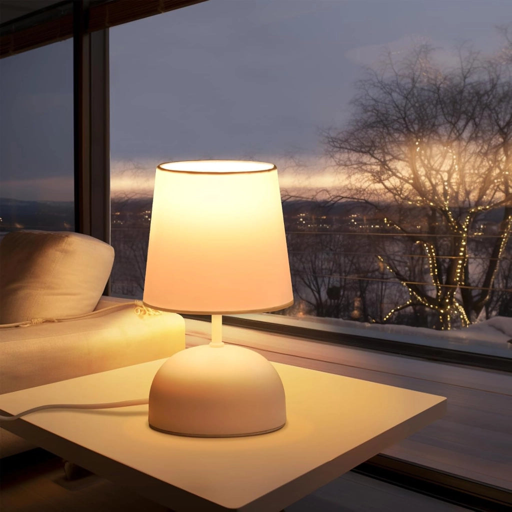 ZMH Lampada da comodino moderna bianca E14 lampada da tavolo per camera da letto o soggiorno (lampadina non inclusa)