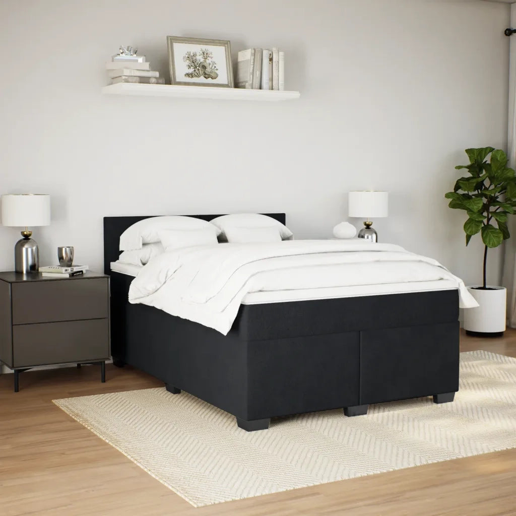 Giroletto a Molle con Materasso Nero 140x200 cm in Velluto