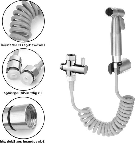 Serpentino da doccia telescopico - assorbimento ABS - bagno - doccia a mano - getto per bidet - G1/2 pollici - grigio