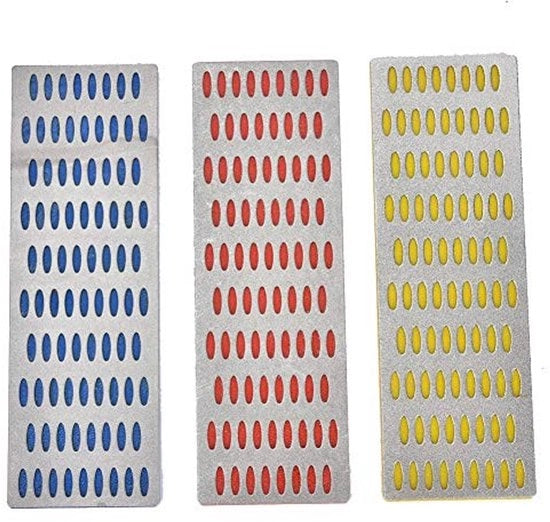 Set di pietre abrasive Coarse/Medium/Fine - Set di pietre abrasive - Pietra abrasiva con diamante - Contenitore di conservazione - Lavorazione precisa - Qualità elevata - Strumenti per la lisciatura