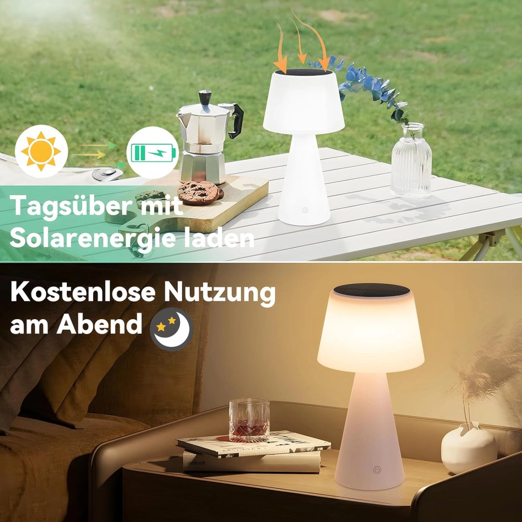 ZMH Lampada da tavolo LED wireless solare batteria moderna dimmerabile per soggiorno giardino comodino