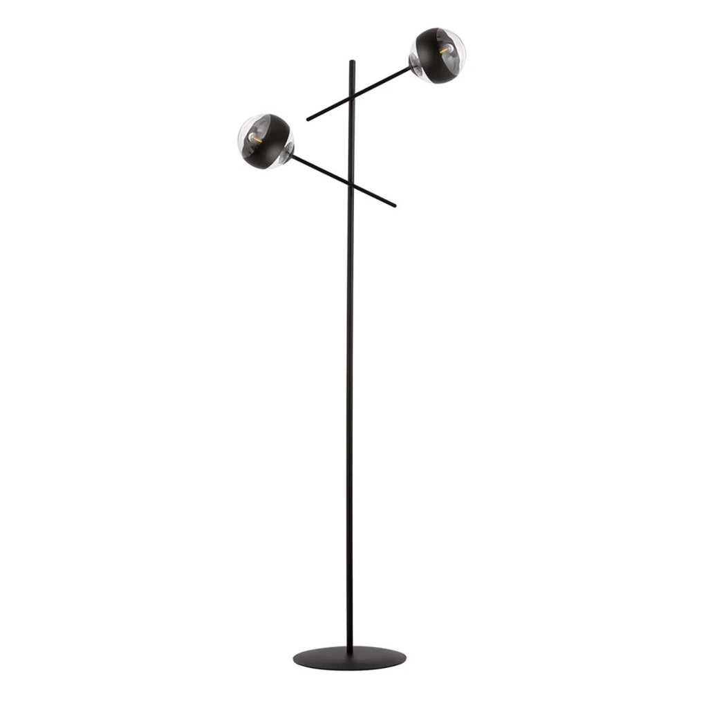 Piantana Contemporaneo Yama Acciaio Nero 2 Luci E14 Ip20