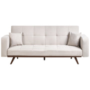 Divano letto beige chiaro Rivestimento in poliestere Trapuntato 3 posti Gambe in ferro Braccioli tradizionali Stile tradizionale Soggiorno