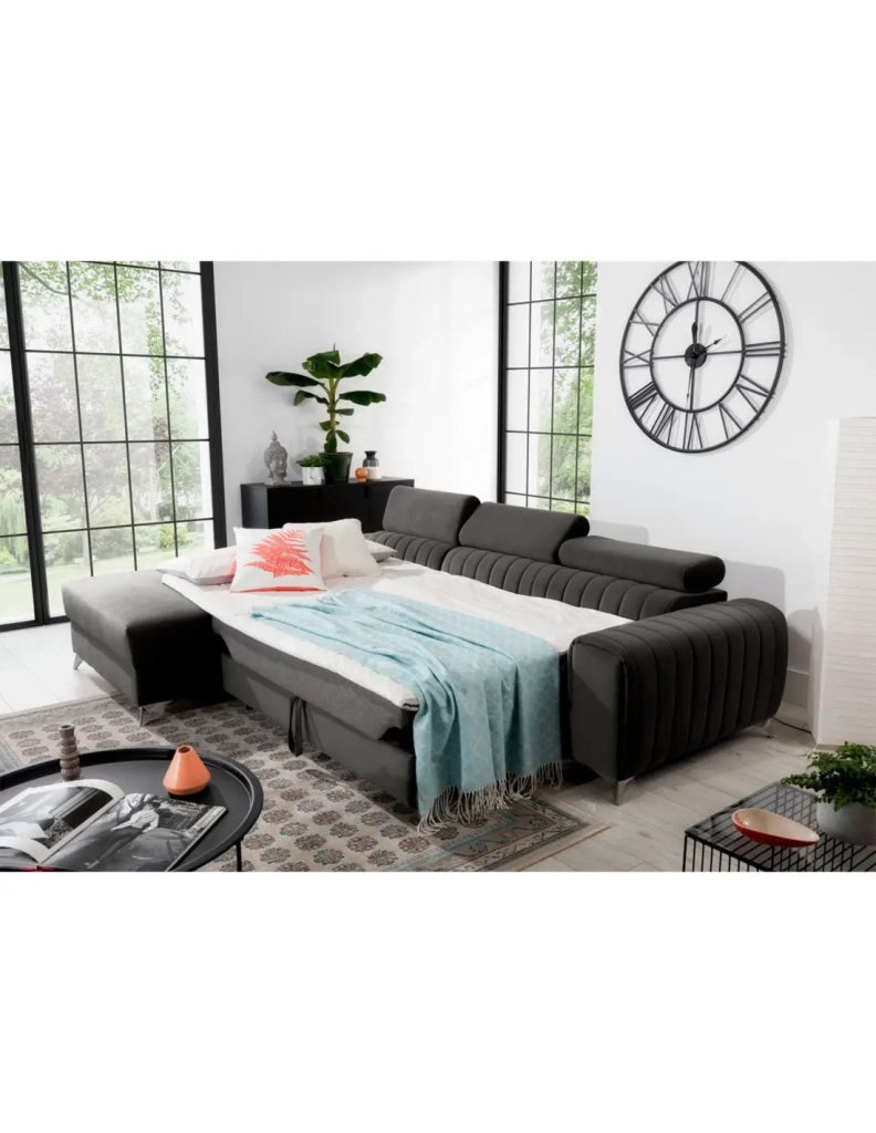 Divano angolare sinistro Grigio scuro convertibile 3 posti JAYSON grande comfort