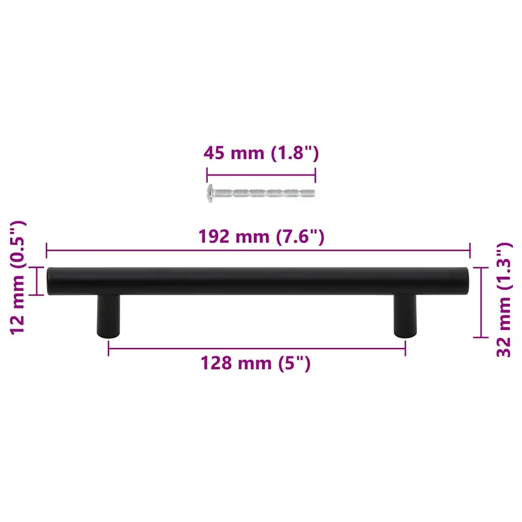 vidaXL Maniglie per Mobili 10pz Nere 128mm in Acciaio Inox