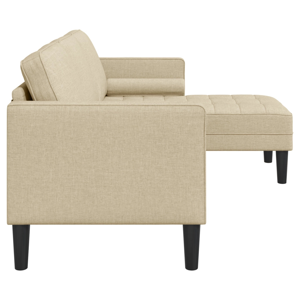 Divano L-Shaped a 3 Posti Crema 160 cm in Tessuto