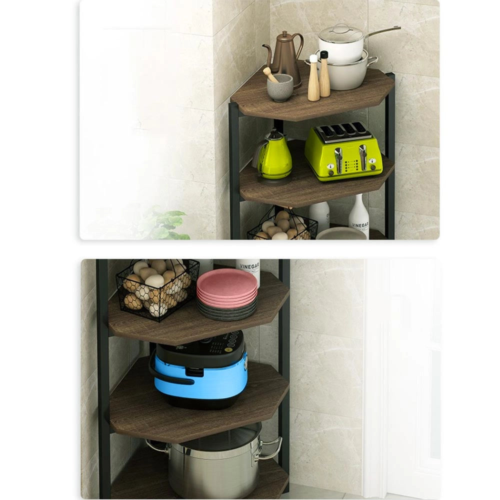 Libreria Scaffale Angolare 5Piani Metallo e Legno MDF 40x40 H120cm Nero Marrone