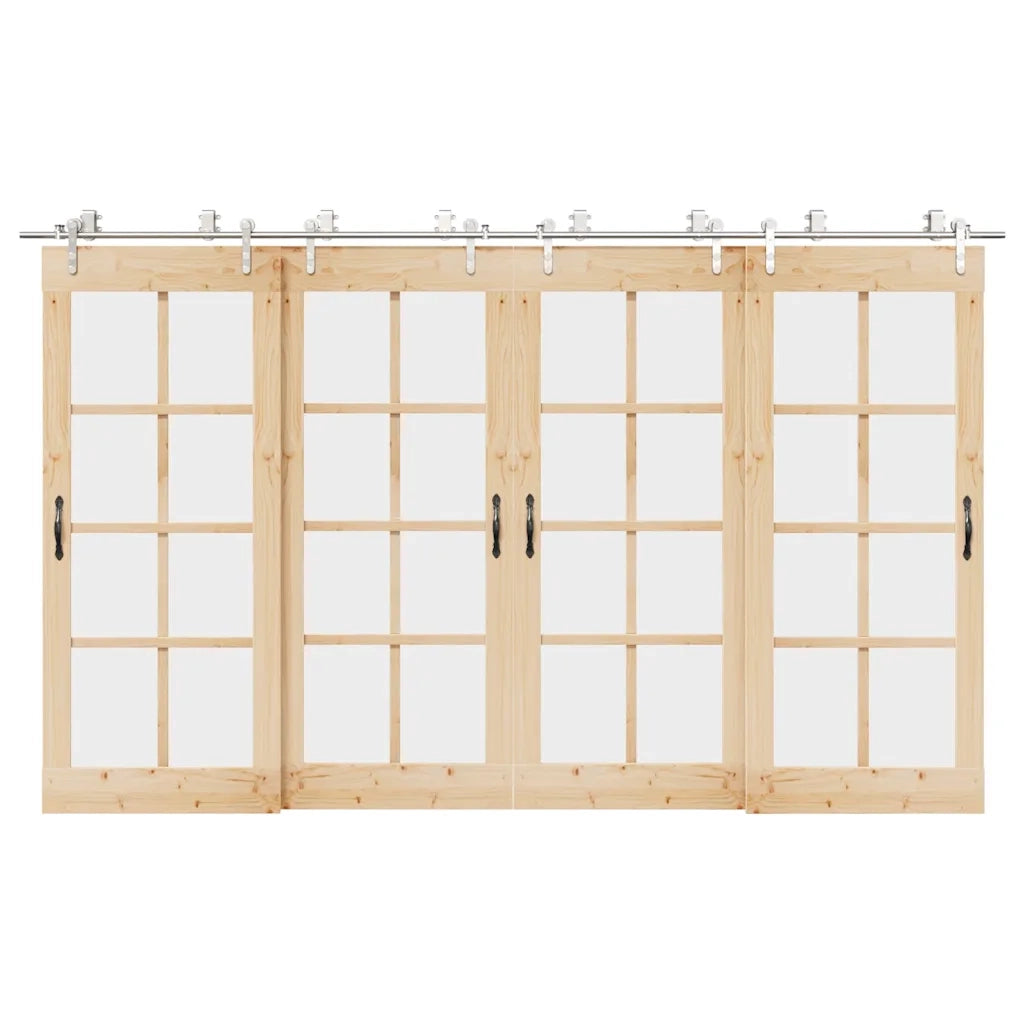 Kit Binari Porta Scorrevole 366 cm Acciaio Inossidabile Argento