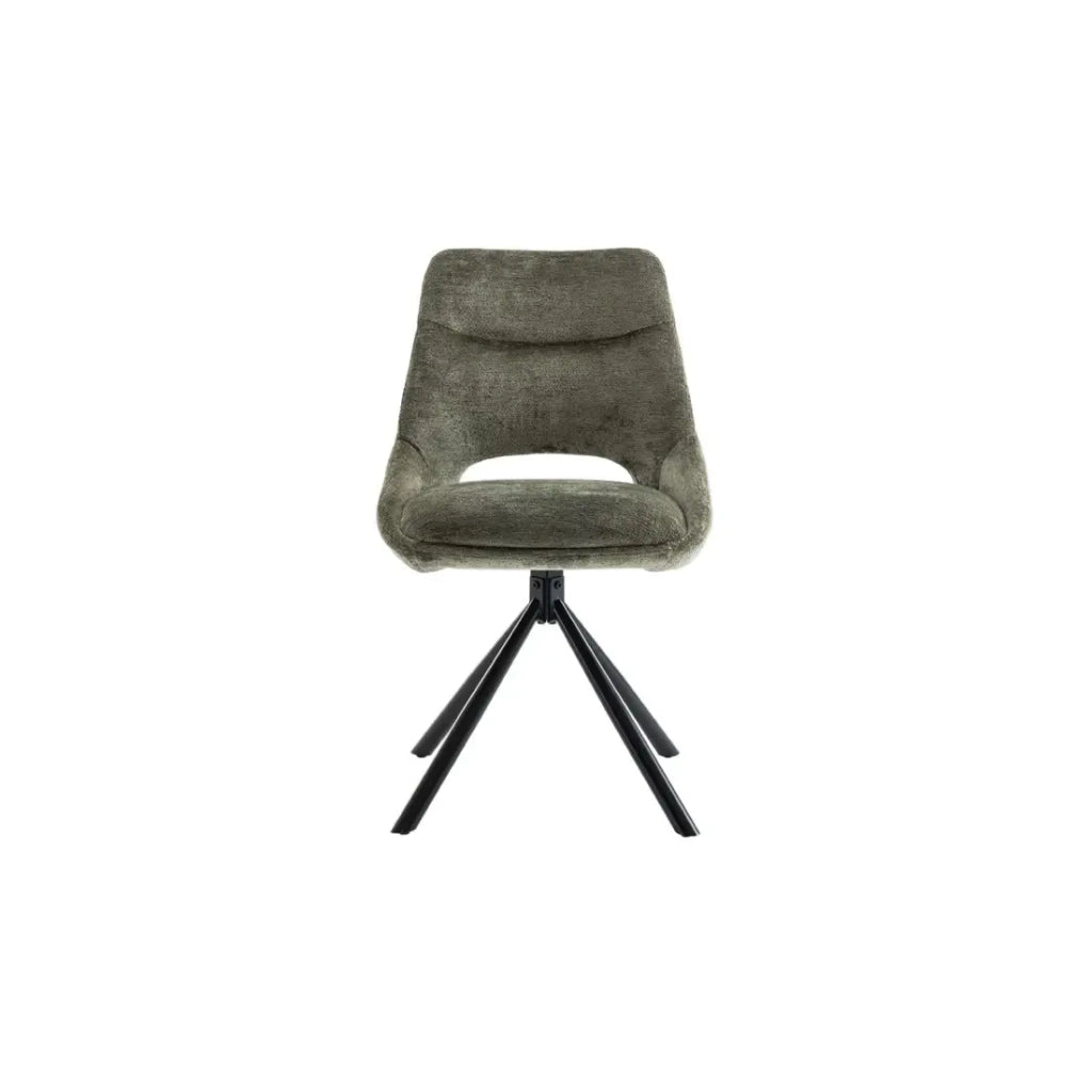 Set di 2 sedie YUMENA – Tessuto verde – Piedi in metallo – Design compatto – Eleganza naturale e robusta