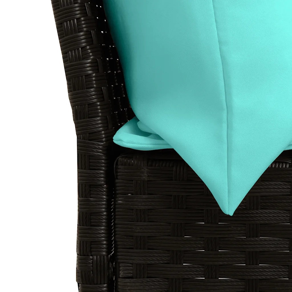 Divano da Giardino con Cuscini in Polyrattan Nero 4104130