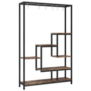Scaffale per piante 100x30x180 cm metallo e legno nero marrone， 5 livelli， per interni