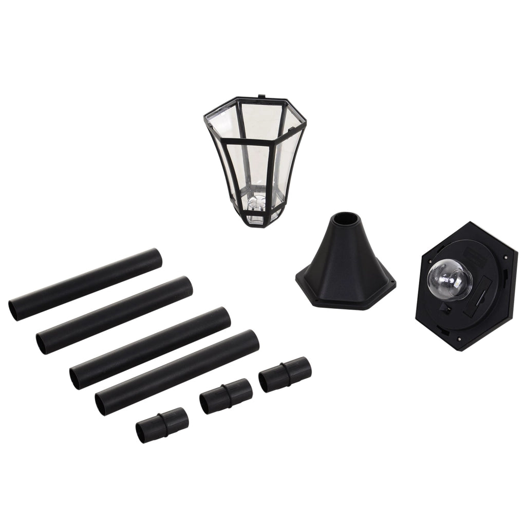 Set 2 Lampioni Solari per Giardino con 2 LED e Accensione Automatica   Nero