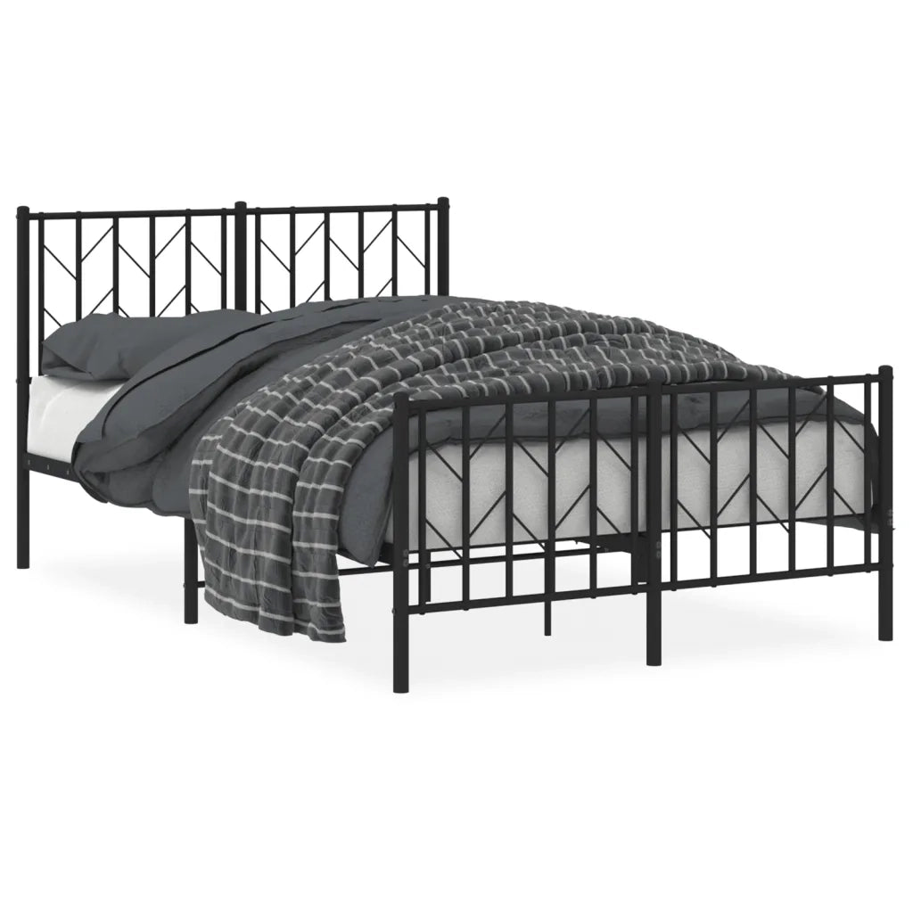Giroletto con Testiera e Pediera Metallo Nero 120x200 cm 374453