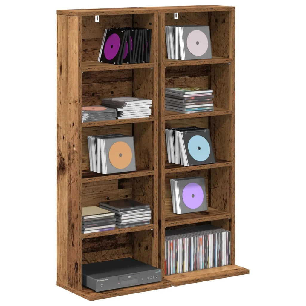 Mobile per CD 2 pz Legno antico 33 x 23,5 x 97,5 cm 8012703