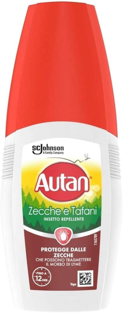 AUTAN SPRAY ANTIZECCHE ANTIZANZARE E TAFANI FINO A 3 ORE DI PROTEZIONE DAI TAFANI E 12 DALLE ZECCHE 100 ML
