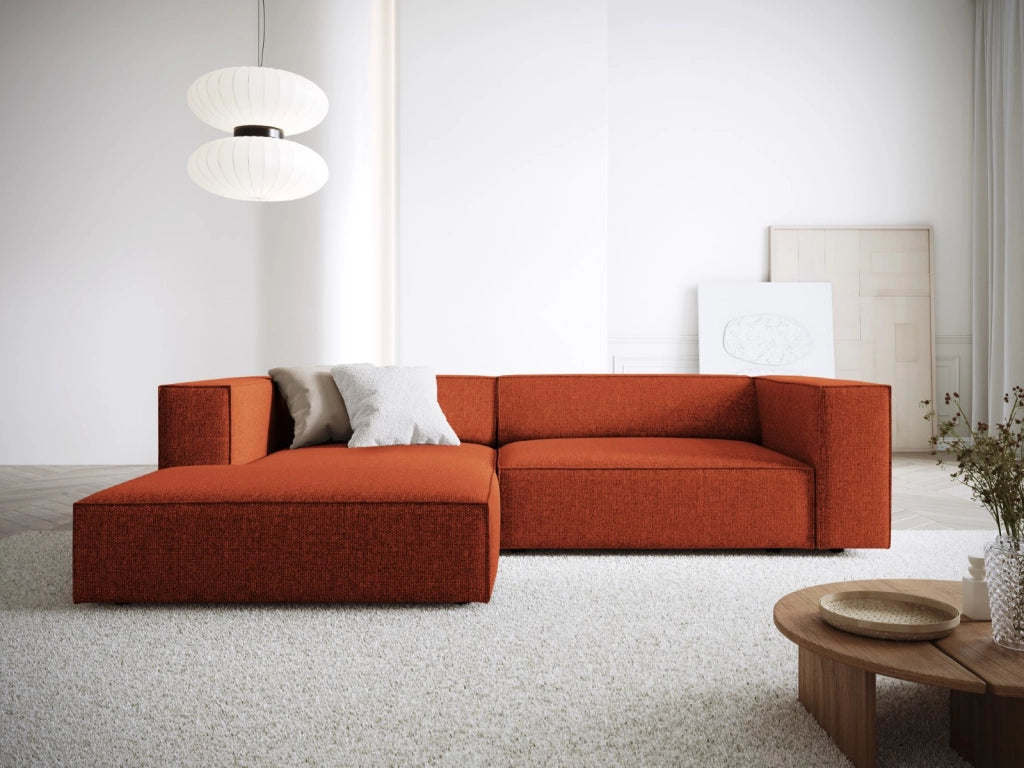 Cosmopolitan Design - Divano angolare sinistro "Arendal" 3 posti in ciniglia terracotta 
