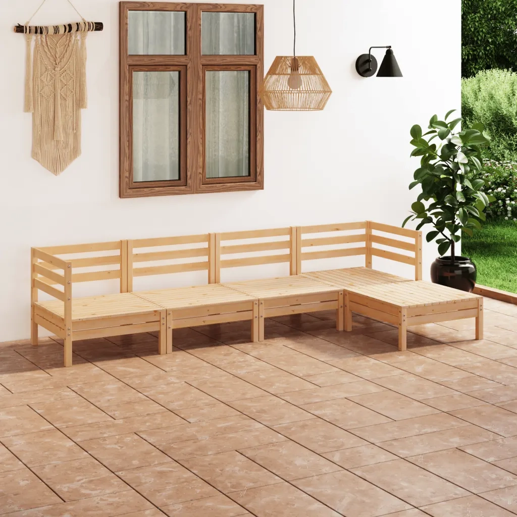 Set Salotto da Giardino 5 pz | Set di Mobili da Esterno in Legno Massello di Pino