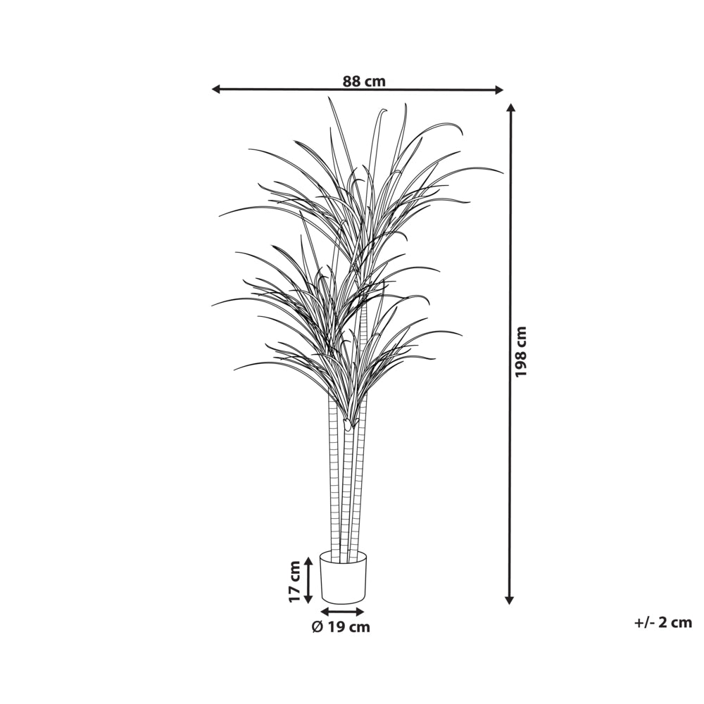 Dracaena artificiale in vaso in materiale sintetico verde 198 cm Accessorio decorativo per interni