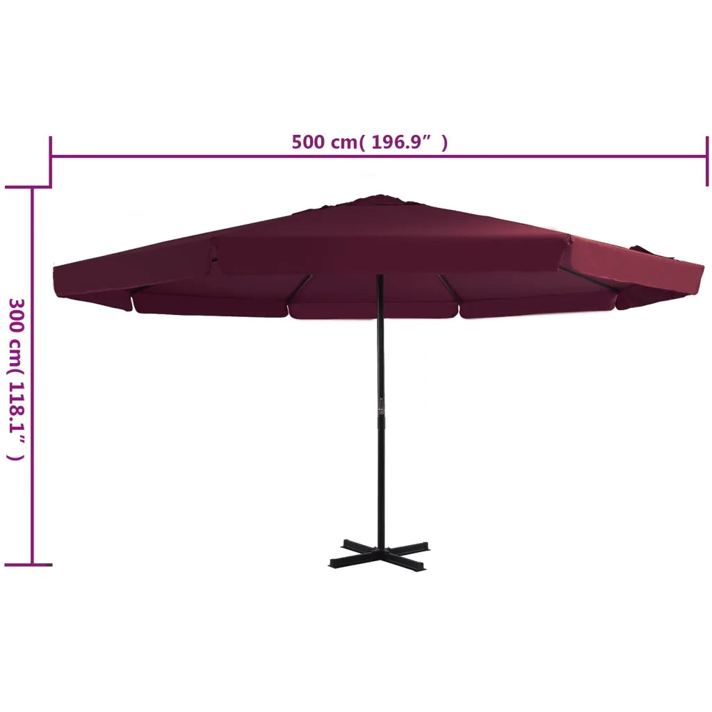 Ombrellone da Esterni-Ombrello da giardino con Palo in Alluminio 500 cm Bord¨°