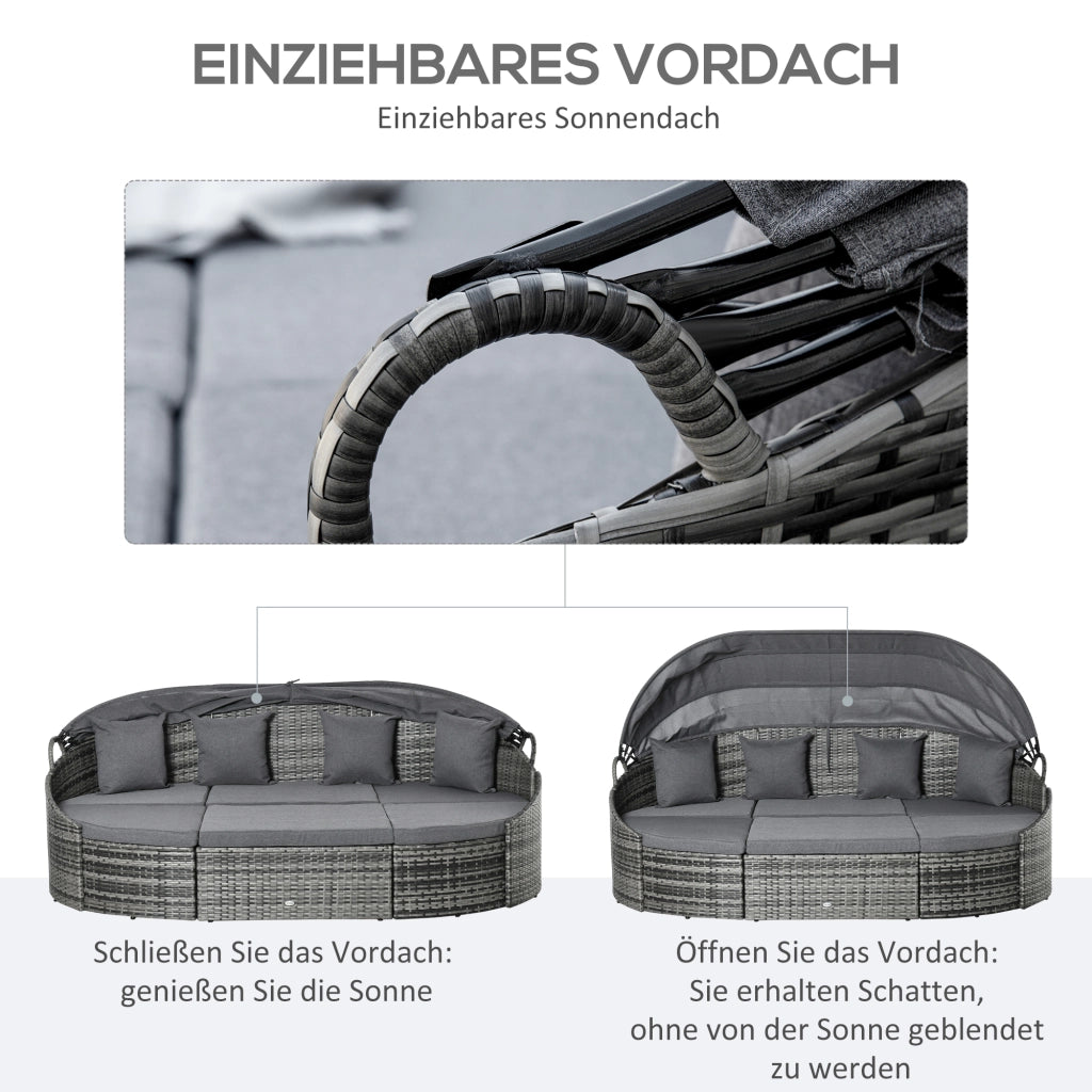 Set salotto da giardino 4 posti con cuscini ¨C zephmum ¨C polyrattan grigio metallo 230x145x80