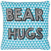 Cuscino per bambini in cotone blu 40 x 40 cm con stampa di abbracci dell'orso motivo a triangolo forma quadrata per la cameretta dei bambini