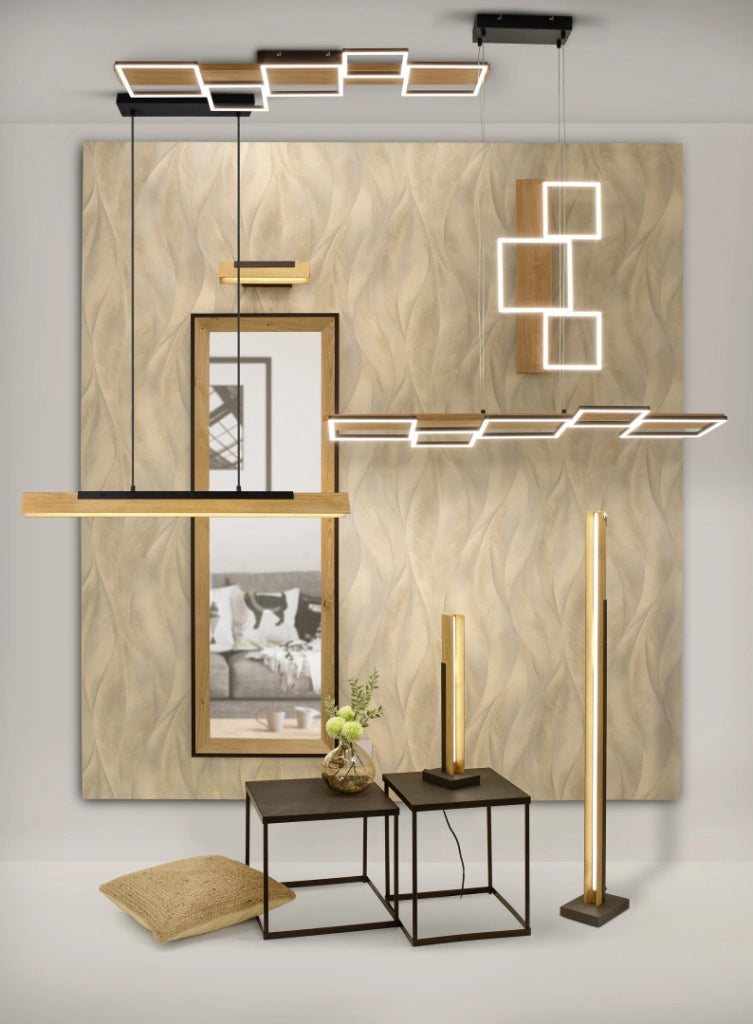 Lampada da terra LED Kerala nera legno 16W dimmer Trio