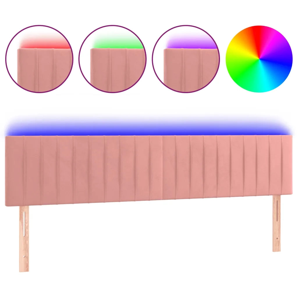 Testiera a LED-Testata con LED Rosa 160x5x78/88 cm in Velluto 900576